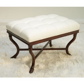 Ella Bench in Tufted Oyster Linen Upholstery