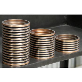 Set of 3 Ribbed Copper Candle Holders