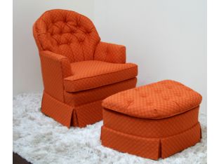 Orange Tufted Club Chair with Ottoman