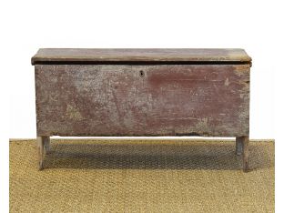 New Hampsire Blanket Chest Red over Blue Antique Paint c1860